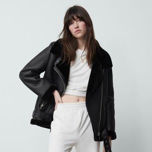 Zara Faux Fur Double Faced Biker Jacket